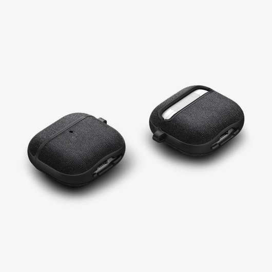Funda Spigen Urban Fit AirPods 4 Policarbonato Microfibra Negro Carabiner