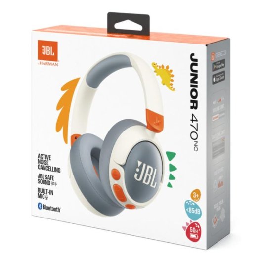 Auriculares JBL Junior 470NC sem fios Bluetooth com Cancelamento de Ruído Branco