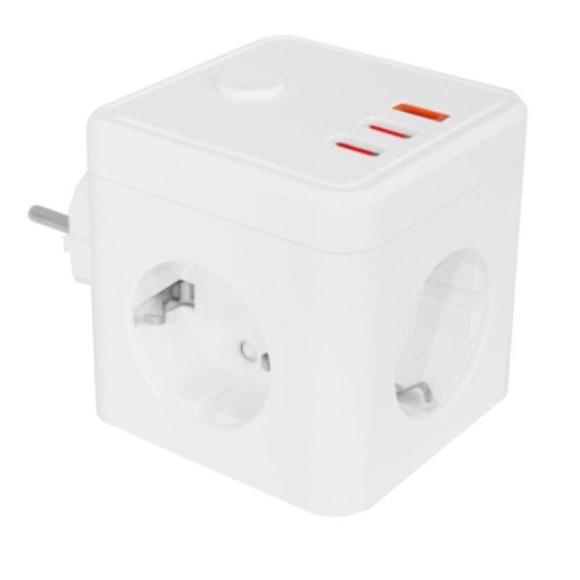 Prise multiple Silver HT 3 sorties Schuko 2 USB A 1 USB C avec interrupteur