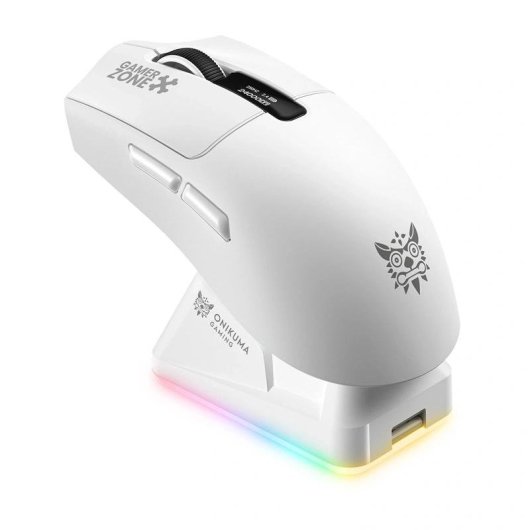 Muis Onikuma DM10 Draadloos 24000 DPI Wit Display RGB Dock