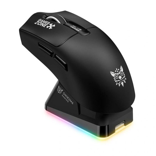 Ratón ONIKUMA DM10 inalámbrico 24.000 DPI negro con pantalla y base RGB