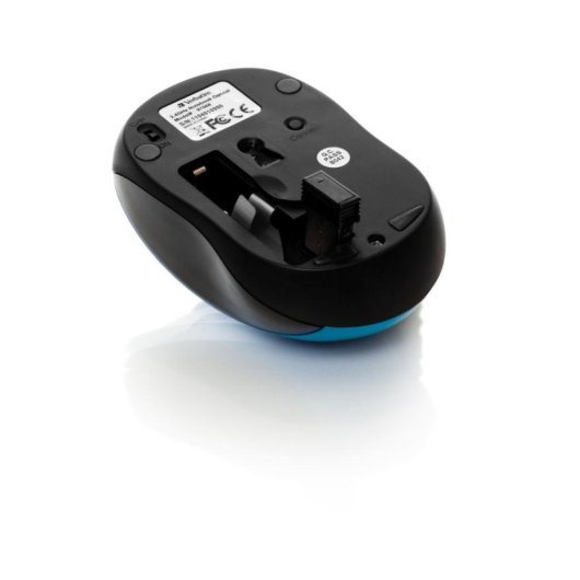 Souris Verbatim Go Nano sans fil 1600 DPI cyan ambidextre