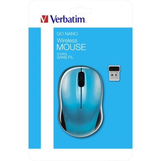 Souris Verbatim Go Nano sans fil 1600 DPI cyan ambidextre