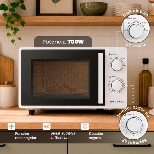Microondas Grunkel MW-20FLAT 20L 700W Base Plate Sans Plateau Tournant