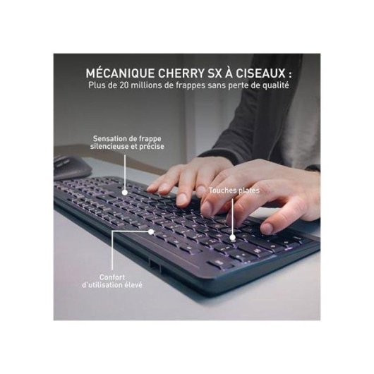 Clavier CHERRY Stream Keyboard Ultimate à ciseaux 100% sans fil AZERTY