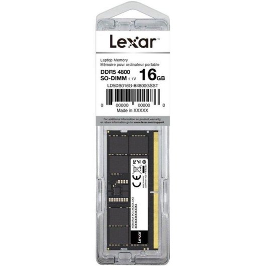 Memoria RAM Lexar 32GB 1x32GB DDR5 5600MHz CL46 SO-DIMM ECC Nero