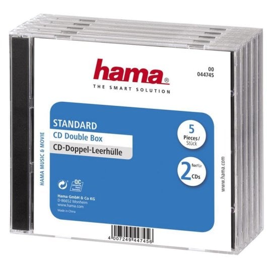 Fundas CD Hama Double Jewel Case Estándar Pack 5 Transparentes