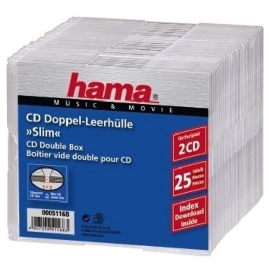 CD-Hülle Hama Slimline Transparent 2 Discs Polystyrol