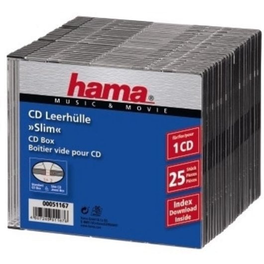 Etui CD Hama CD Slim Box Noir Pack 25