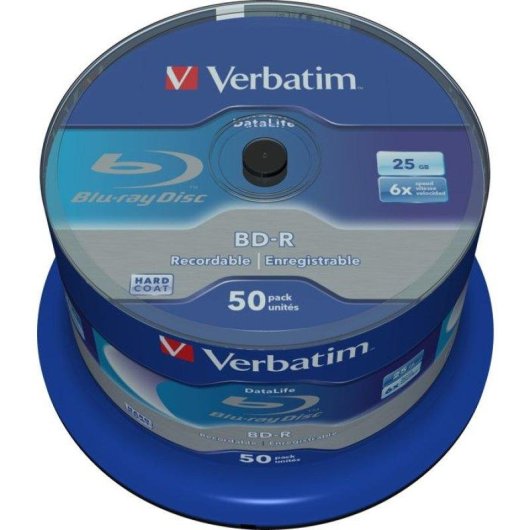 Disque Blu-ray Verbatim BD-R 25 Go 6x Spindle 50 pièces