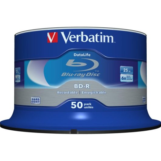Disque Blu-ray Verbatim BD-R 25 Go 6x Spindle 50 pièces