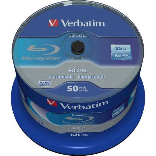 Disque Blu-ray Verbatim BD-R 25 Go 6x Spindle 50 pièces