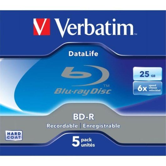 Disque BD-R Verbatim 25 Go 6x Boîte CD Paquet de 5