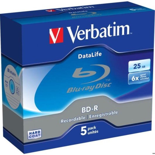 Disque BD-R Verbatim 25 Go 6x Boîte CD Paquet de 5