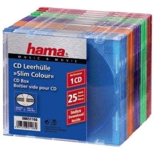 CD-Hülle Hama Slim Box Multicolor 25 Stück Kunststoff kompakt