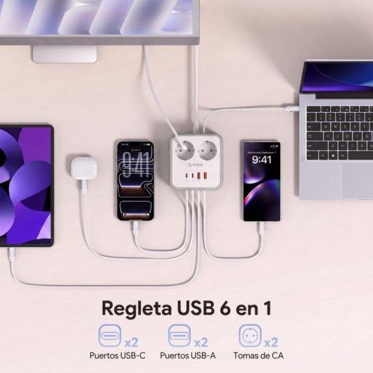 Multiprise Orico APD 2 prises 2 USB-C 2 USB-A 20 W, 3 m