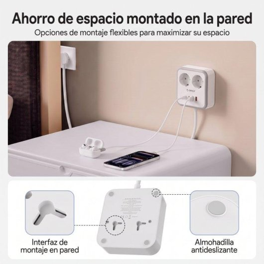 Multiprise Orico APD 2 prises 2 USB-C 2 USB-A 20 W, 3 m