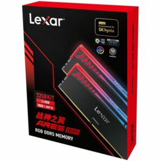 Memória RAM Lexar ARES RGB 32GB 2x16GB DDR5 8000MHz CL38 Intel XMP RGB