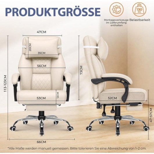 Sedia Gaming GTPLAYER Beige Ecopelle Poggiapiedi 130 kg