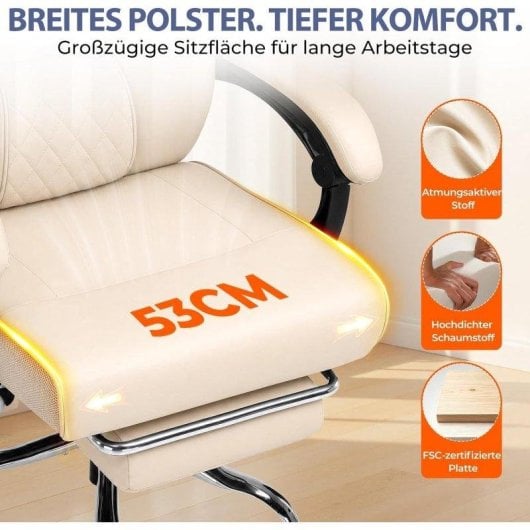 Sedia Gaming GTPLAYER Beige Ecopelle Poggiapiedi 130 kg