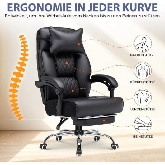 Silla Gaming GTPLAYER Ergonómica Reposapiés Piel Sintética 135° Negro