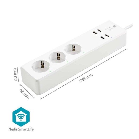 Regleta Nedis WIFIP312FWT 3 Tomas inteligentes Wi-Fi y 4 USB-A
