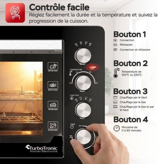 Mini Four Turbotronic EVS60 60 L 2500 W 230 °C Chaleur Tournante