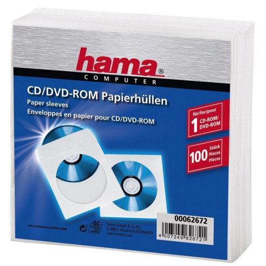 Funda Hama para 1 Disco Óptico 120 mm Papel Resistente a Rayones
