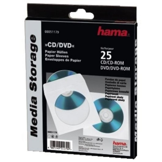 Hama CD/DVD Papier Schutzhulle Weiss Pack 25