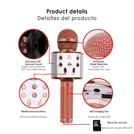 Microphone karaoké Dam Electronics multifonction Bluetooth avec haut-parleur