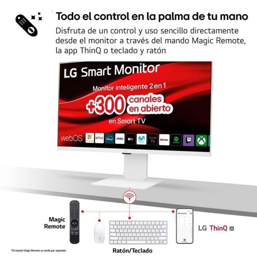 Monitor LG MyView 32U501SB 31,5" Full HD 120 Hz VA 5 ms webOS branco