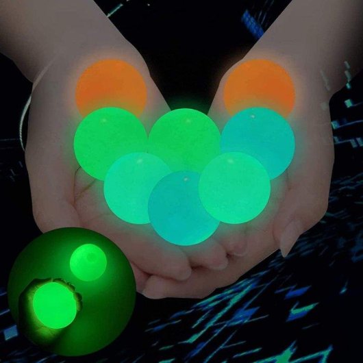 Boule anti-stress silicone Dam Electronics 5,5 cm brille dans le noir