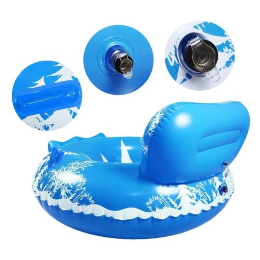 Tapis gonflable rond Dam Electronics avec dossier et poignees 115 cm