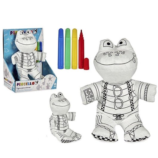 Boneco Ranita Dam para Colorir com 4 Marcadores Lavável Poliéster