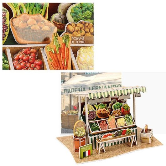 3D Puzzel Dam Electronics World Style Frankrijk Groentekraam 39 Stuks