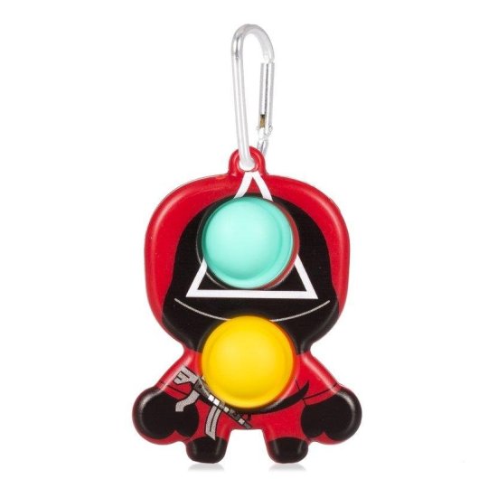 Figura Sensorial Pop It Dam Electronics Squid Vigilante Triângulo 9 cm com Mosquetão