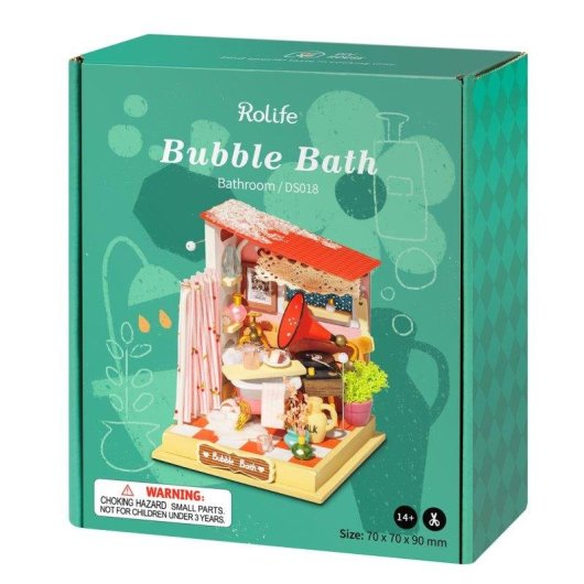 Maison de poupée Dam Electronics Bain à Bulles Bois 59 pièces à peindre LED