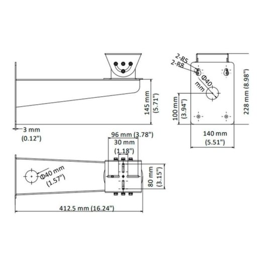 Soporte de Pared Hikvision DS-1701ZJ-AC1(OS) Para Cámara de Seguridad Gris 20 kg