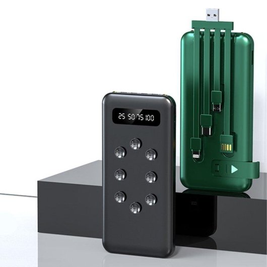 Powerbank Dam Electronics 10000 mAh Mit Saugnapfen USB-C Lightning Micro USB
