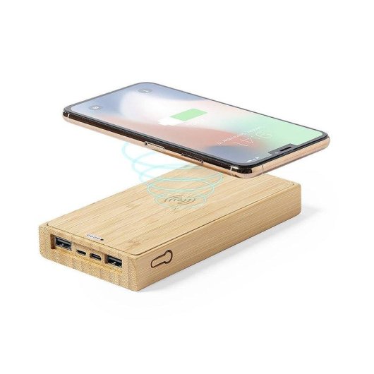 Power Bank Dam Electronics Bambú Qi 5W 10000 mAh Carga Solar 2 USB y 1 Tipo C