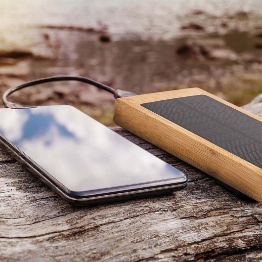 Power Bank Dam Electronics Bambú Qi 5W 10000 mAh Carga Solar 2 USB y 1 Tipo C