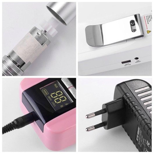 Pulidora de Uñas Dam Electronics Batería Recargable 30.000 RPM 12 Cabezales