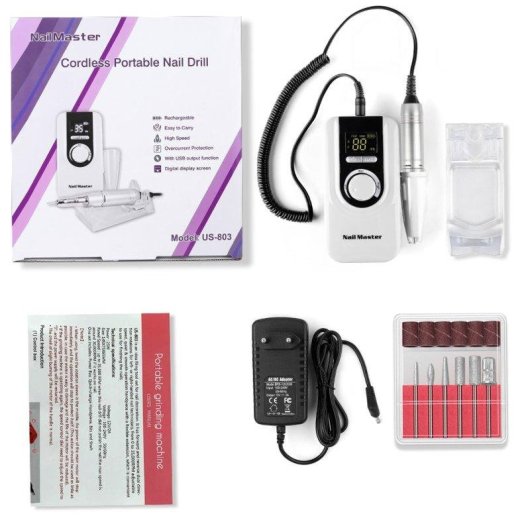 Pulidora de Uñas Dam Electronics Batería Recargable 30.000 RPM 12 Cabezales
