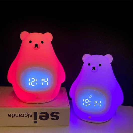 Wekker Dam Electronics ijsbeer met RGB-nachtlamp en afstandsbediening