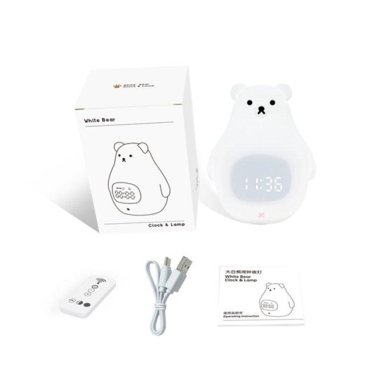 Wekker Dam Electronics ijsbeer met RGB-nachtlamp en afstandsbediening
