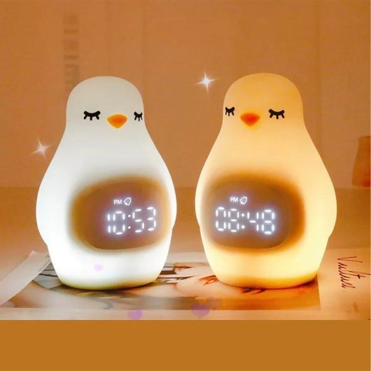 Réveil Dam Electronics Pingouin Lumière Nocturne Réglable 1200 mAh