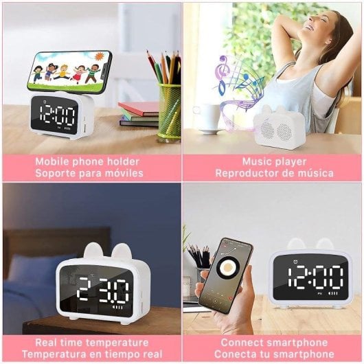 Réveil Dam Electronics LCD Bluetooth Radio FM Thermomètre Lumière Nocturne