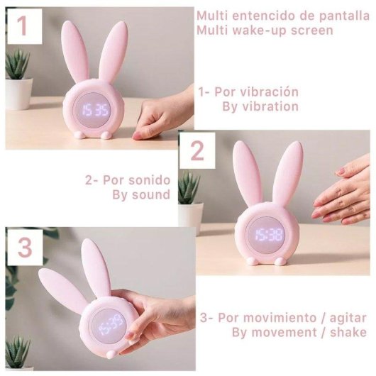 Réveil enfant Dam Electronics Lapin lumineux rechargeable