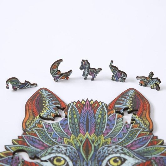 Puzzle en bois Dam Electronics Silhouette Loup A3 multicolore