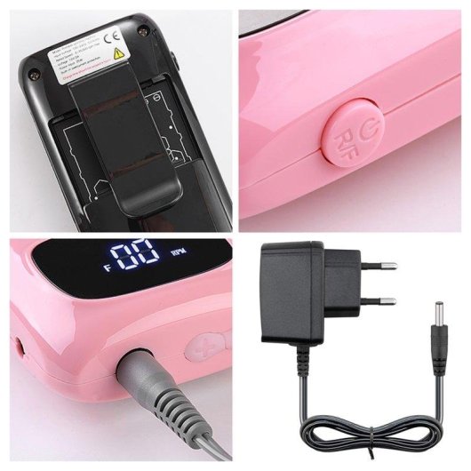 Pulidora de Uñas Dam Electronics 25W 35.000 RPM Recargable 6 Cabezales y 6 Limas